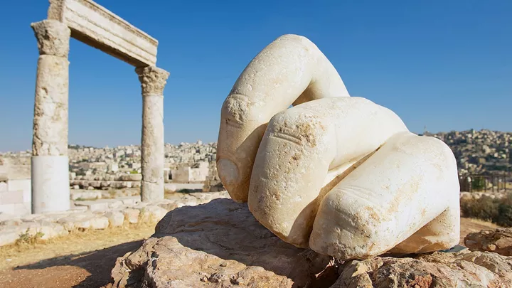 stone-hercules-hand-in-amman-jordan-north-travel