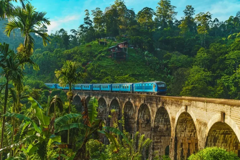 intrepid-travel-sri-lanka-ella-demodara-nine-arch-bridge-train-gettyimages-1406974336